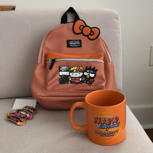 HELLO KITTY AND FRIENDS X NARUTO SHIPPUDEN BUNDLE BACKPACK AND MUG NWT - Picture 3 of 9